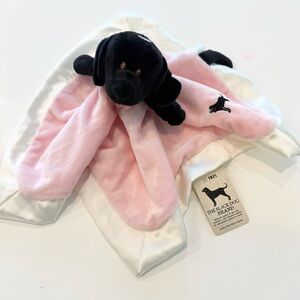 The Black Dog pink velour satin Baby Security Blanket lovey lab Tail Rare! NWT